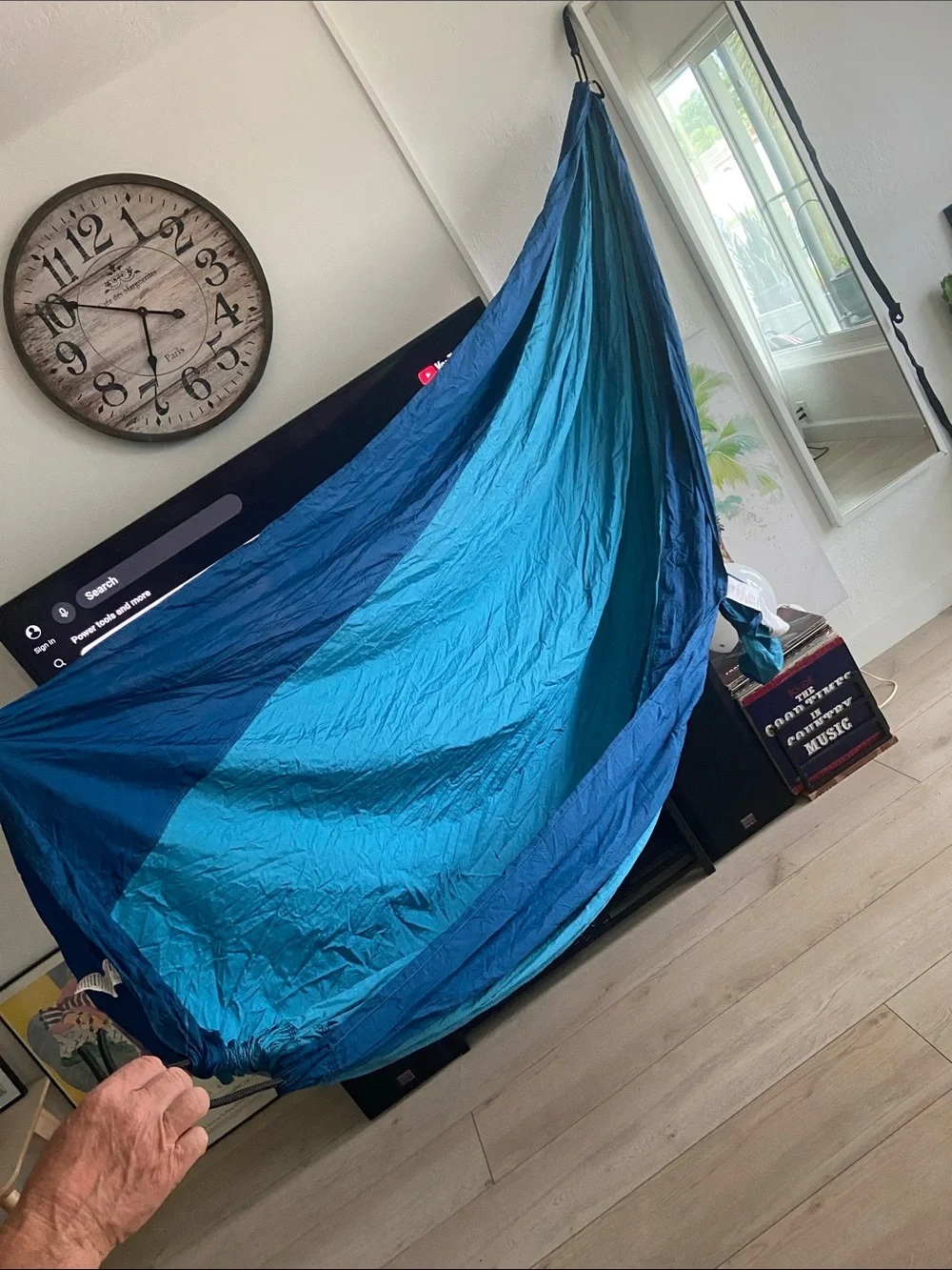 Lightweight Blue Nylon Hammock - Teal & Royal Blue Dublle